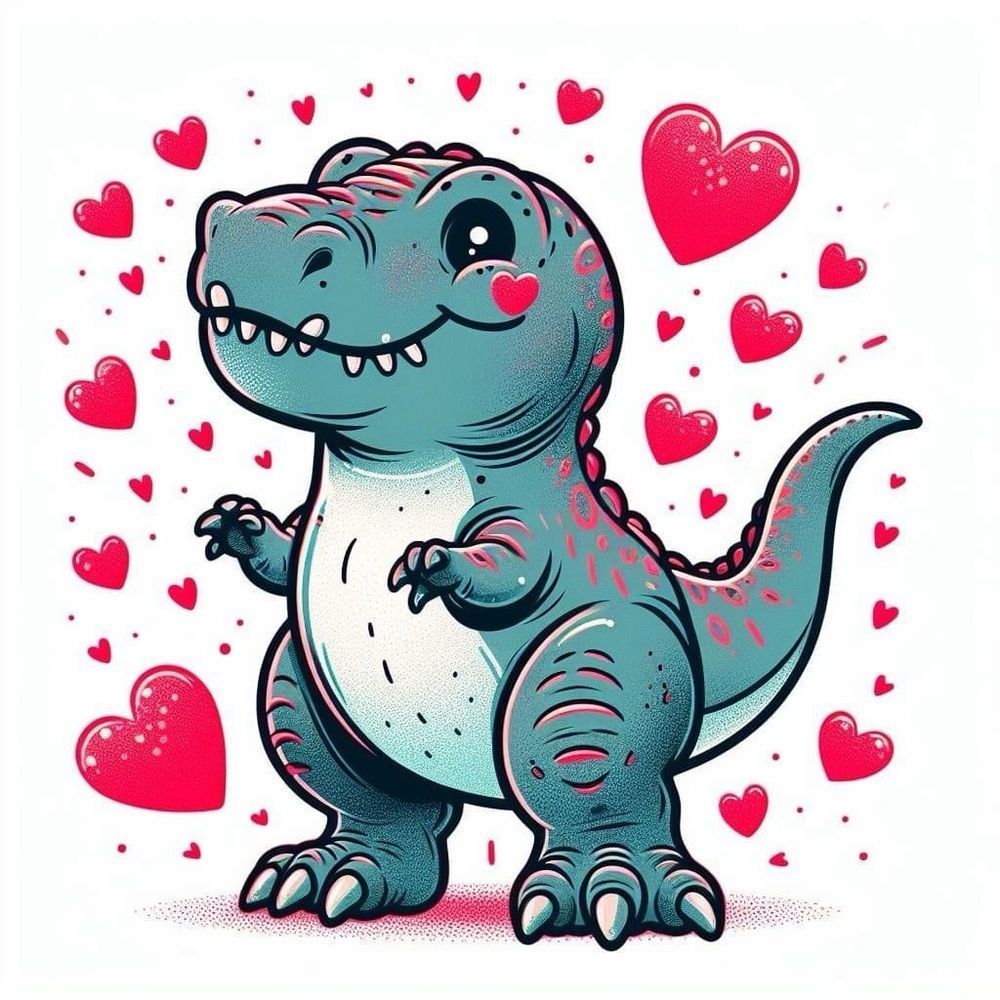 Dinosaur Valentines Day Magnet